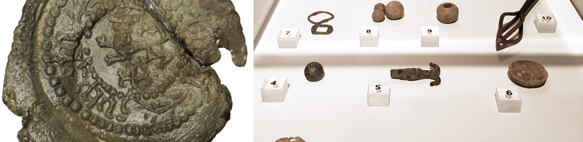 Vitrine met archeologische vondsten in het Stedelijk Museum Zutphen
