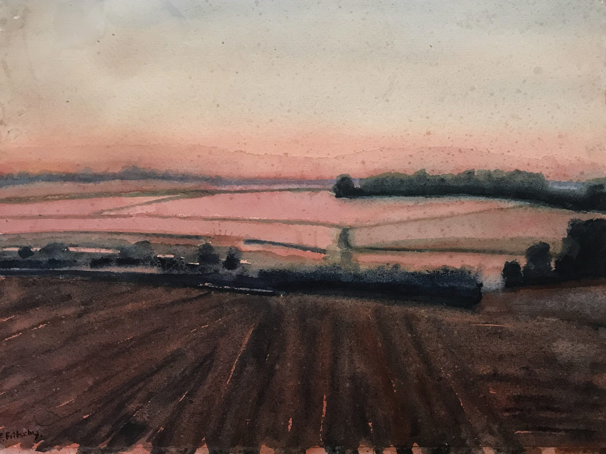 Fritschy, Fred, Noord- Frankrijk, avondrood, 1996